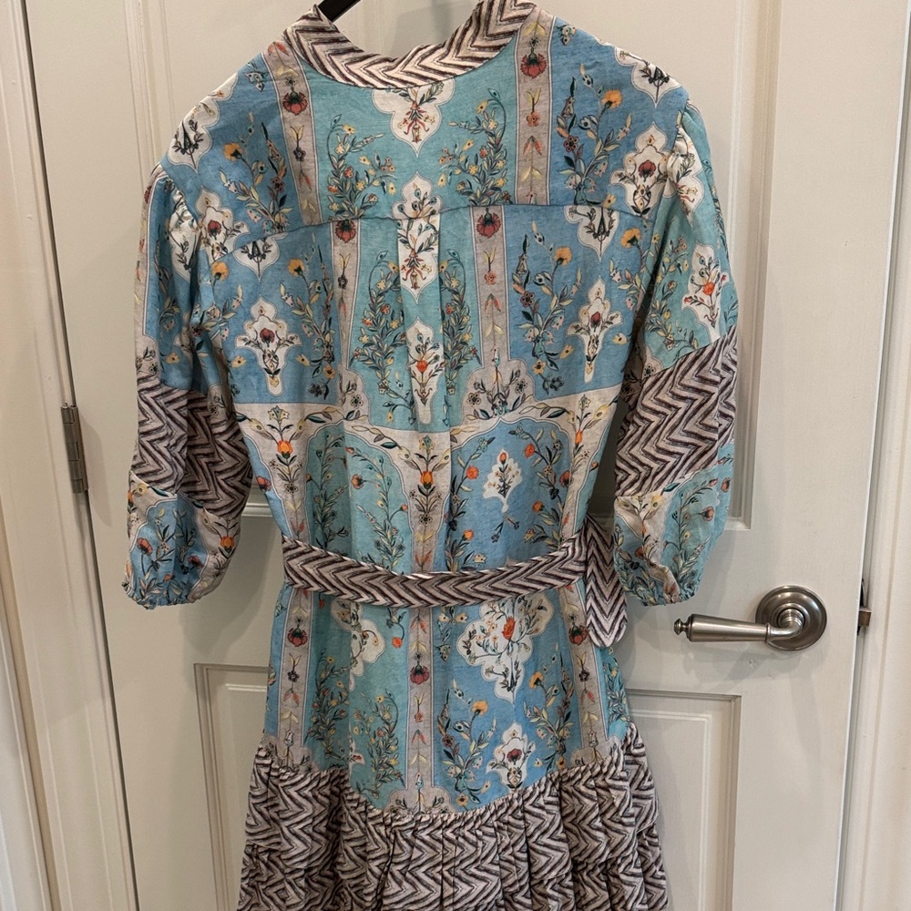 Ranna Gill Light Blue and Brown Chevron Dress - Picture 9 of 9